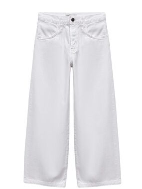 Zara White Wide-Leg Ankle Crop Jeans